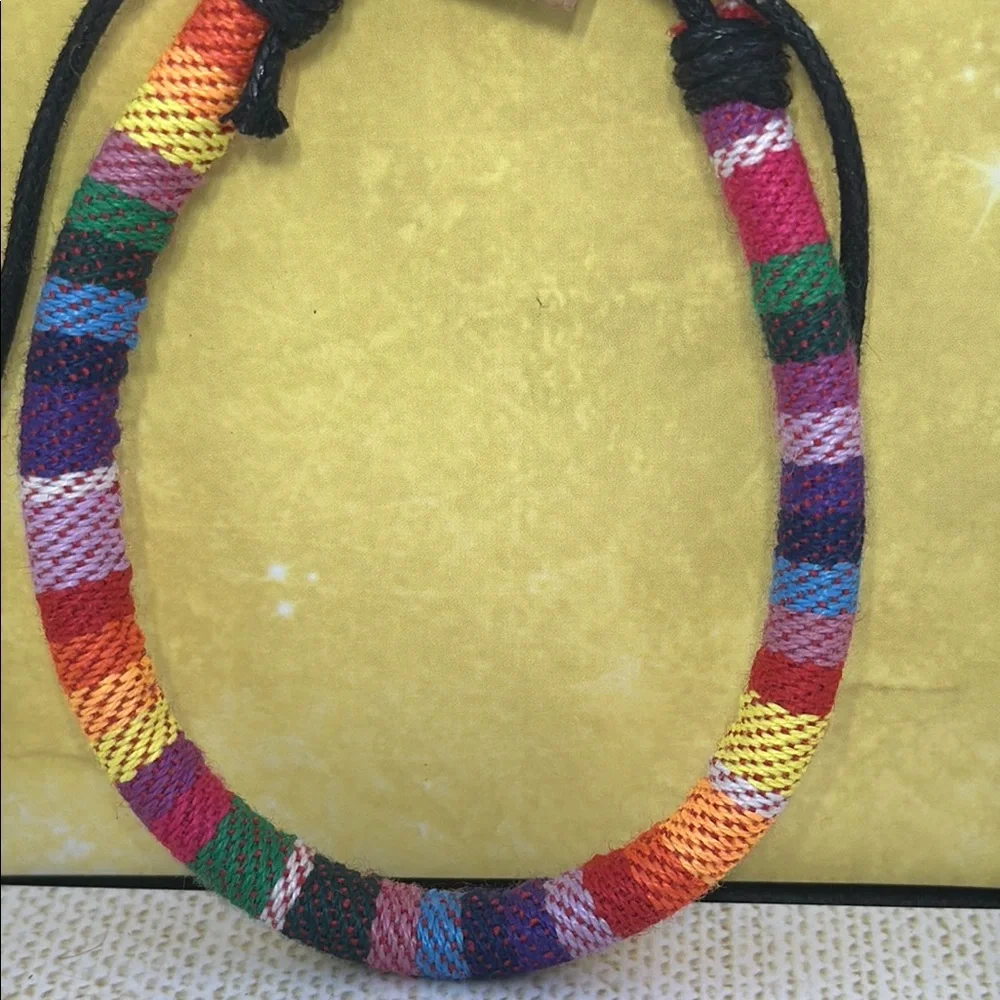 Colorful Rainbow 🌈 Rope Style Handmade Tie Bracelet - Picture 2 of 3
